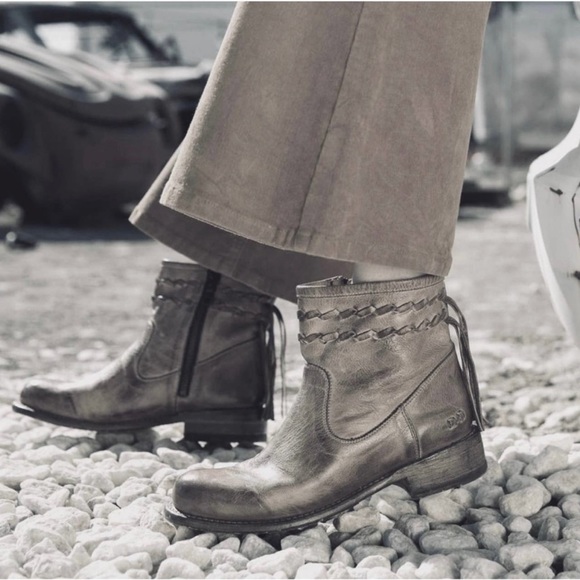 Bed Stu Craven Fringe Gray Leather Bootie Size 10 - Picture 3 of 11